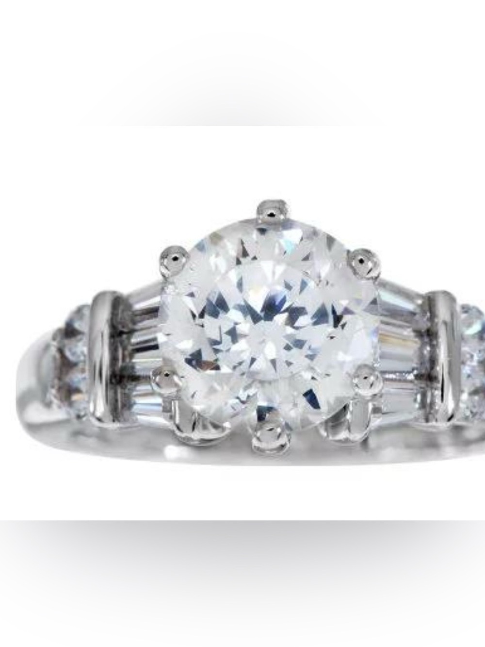 Diamonique Silver Clear Halo Engagement-Style Ring